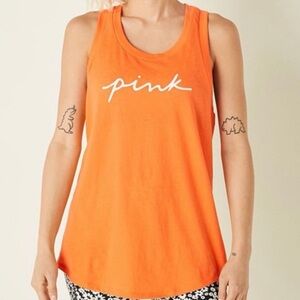 PINK Orange Logo Tank Top M NWT